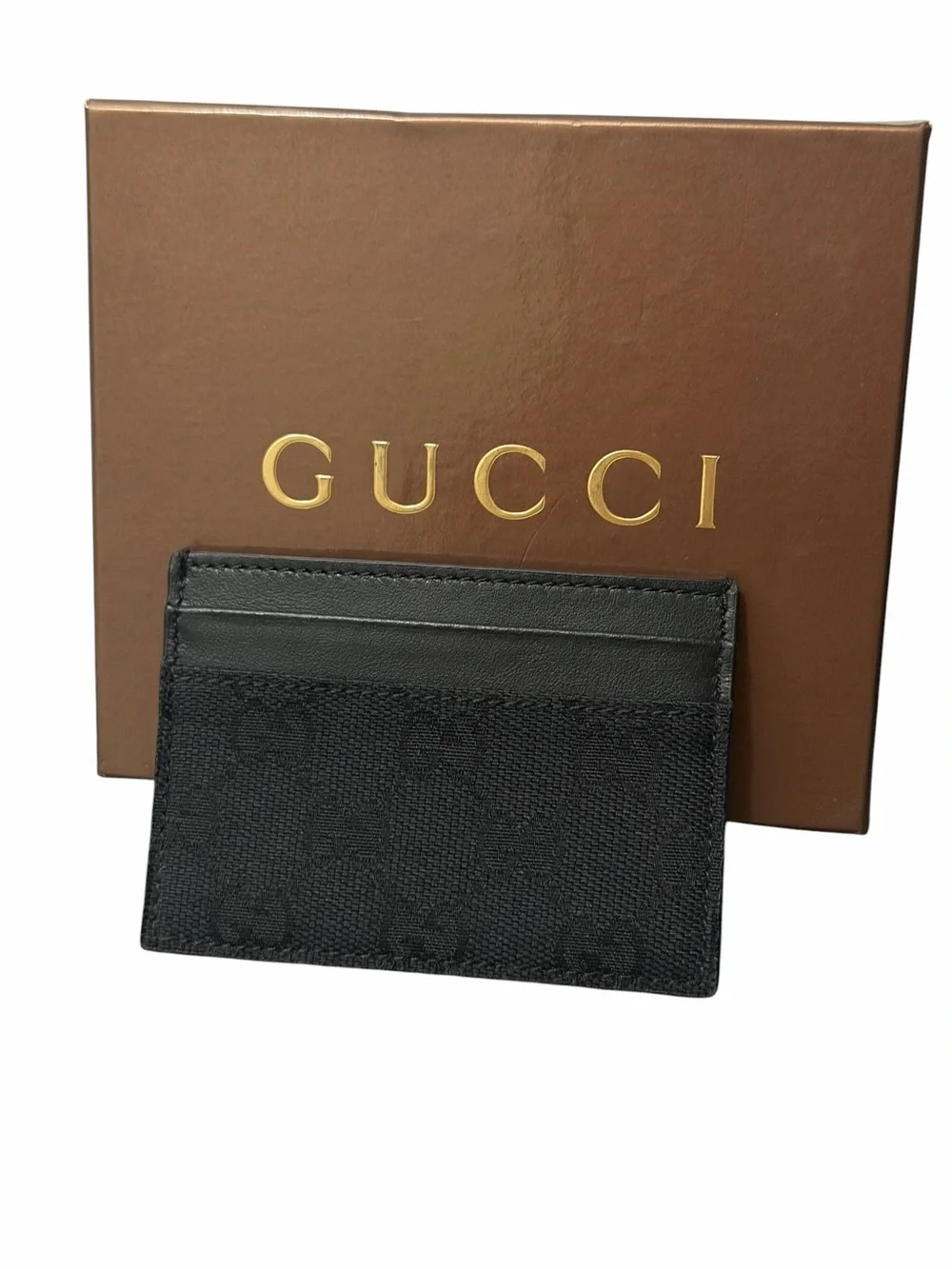 Gucci Black Canvas and Leather Card Holder